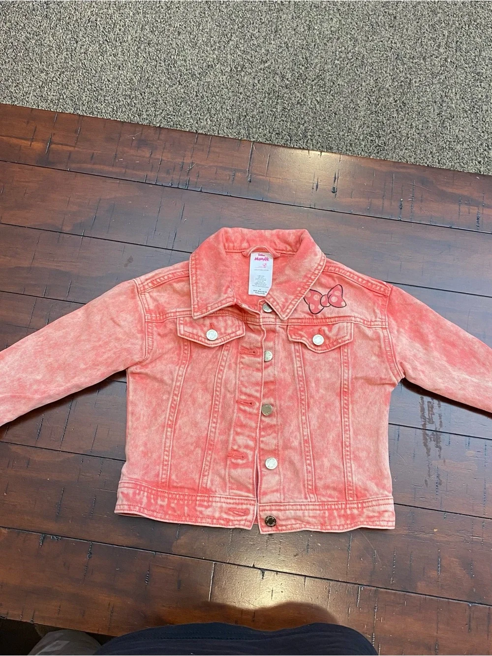 Disney Junior Sz 4T Minnie Mouse Pink Acid Wash Denim Jean Jacket